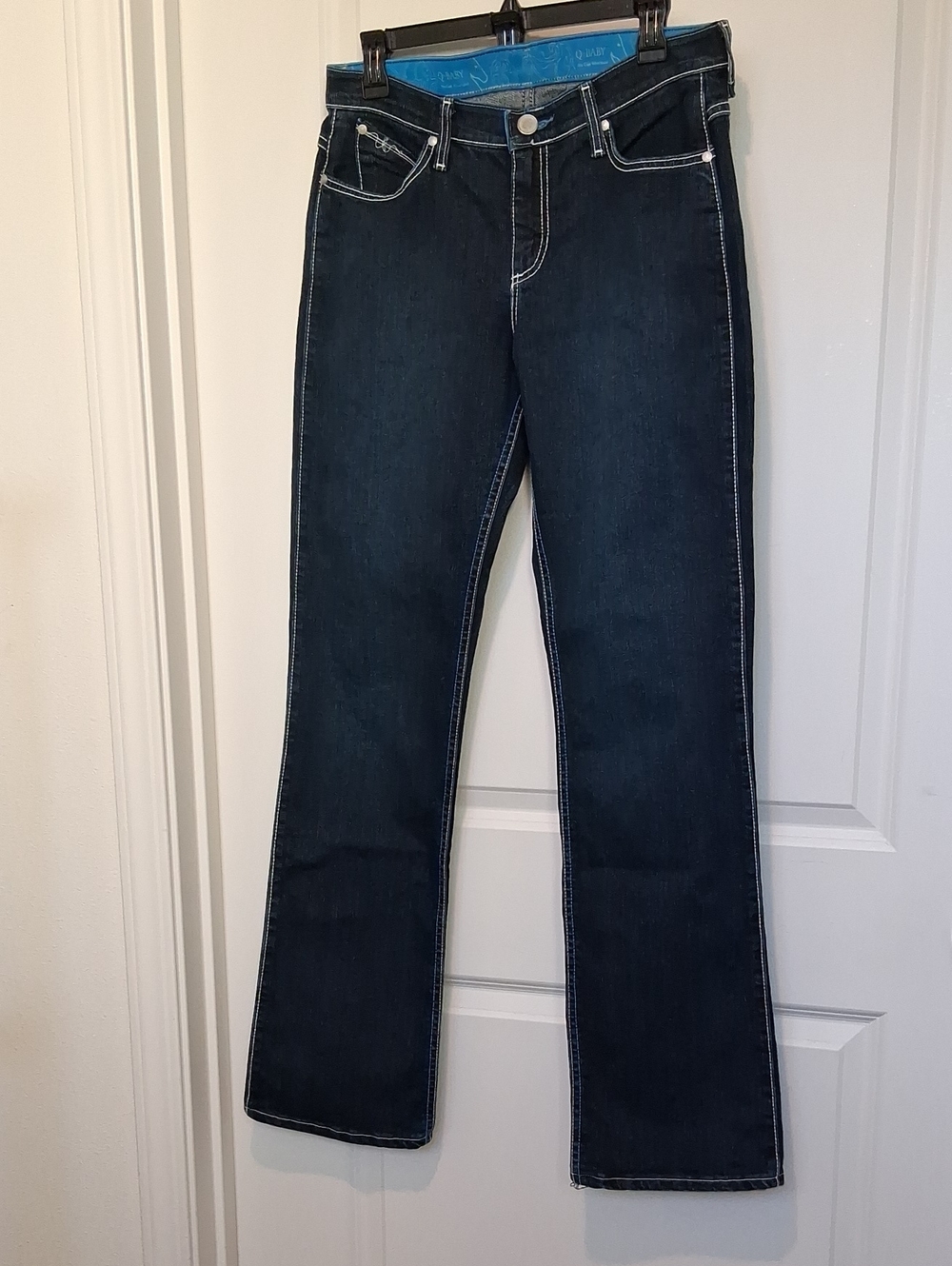 Wrangler Women’s Q Baby Ultimate Riding Jeans Dark Blue Straight-Leg Jeans
